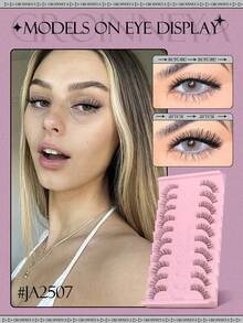 10 Pairs Half Lash False Eyelashes, Transparent Stem, Cat Eye Style, Short Soft 3D Faux Mink Hair False Eyelashes, Soft Natural Makeup Look (JA2507) - Black - View 2