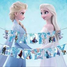 Snow Ice Themed Birthday Party Decorations, Happy Birthday Banner And Hanging Swirls With Cartoon Character For Birthday Party Wall Ceiling Decor Supplies - View 4
