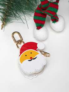 CHARM INFINITE Christmas Mini Keychain Pouch, Cute Santa Claus & Snowflake Pattern Faux Leather Zipper Coin Purse, Portable Mini Storage Bag Key Holder, Christmas Holiday Decoration Gift For Women & Girls - Multicolor - View 10
