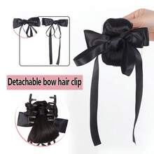 Women's Bow Ribbon Hair Claw Clip Hair Accessory Bun Hair Wrap Hair Tie - Black - View 12