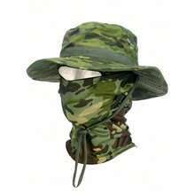 2pcs Unisex Sun Hat Bucket Hat UPF 50+ Jungle Hat + Camouflage Face Mask, Foldable, Hiking, Beach, Fishing, Summer, Hunting - Multicolor - View 5