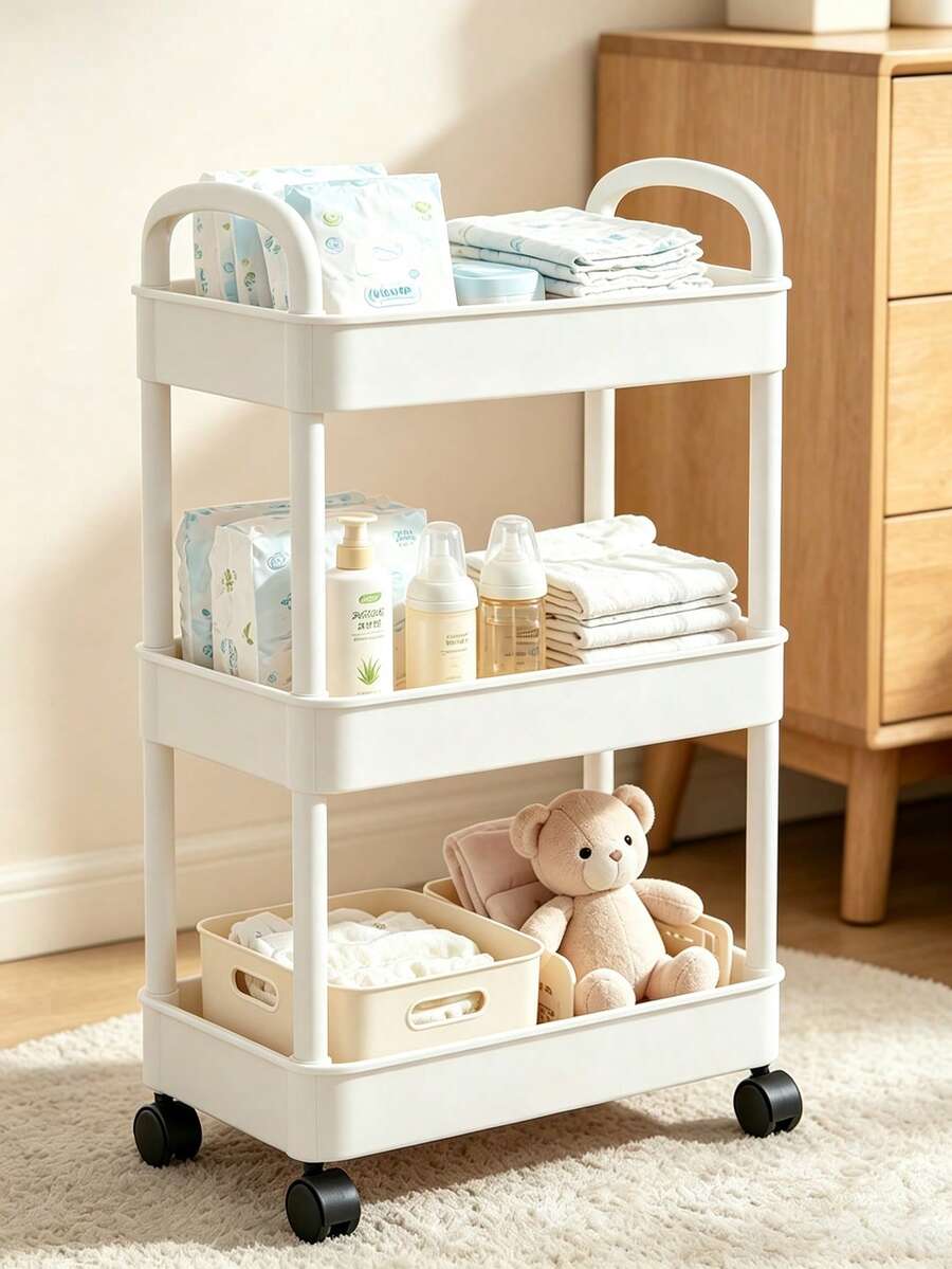 1 buah Rak Penyimpanan Lantai Multi-Lapisan untuk Mainan Bayi Gantung 3 Tingkat Warna Putih - Putih - View 1