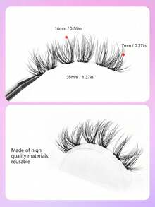 Asiteo 7 Pairs Clear Stem Faux Mink False Eyelashes Natural Look Criss-Cross Full Strip - Black - View 4