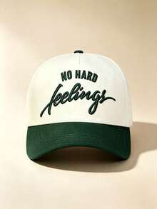 1pc Unisex Two-Tone Curved Baseball Cap, "No Hard Feelings" Embroidery, Side Rose Heart Slogan Print, Adjustable, For Daily, Street, Party & Travel - Multicolor - View 13