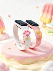 2pcs/Set Unisex Student Children Disposable Ocean Series LED White Light Electronic Wristband, Cute Cat Paw Popsicle Pendant - Multiple Combinations, Can Display Time And Date, Suitable For Back To School, Birthday, Christmas Gifts And Other Occasions - Multicolor - View 6