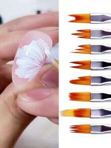 9Pcs Nail Art Petal Brush Set, For Painting Flower Patterns With Cleaning Brush - Multicolor - View 3