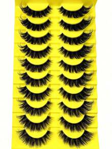 2026 New 10 Pairs Cat Eye False Eyelashes, Natural Soft Long Style, Transparent Stem, Cartoon Style, Suitable For Exaggerated Makeup, Reusable, Easy To Wear, Create Natural Makeup Effect, Suitable For Daily, Party, Wedding, Holiday And Other Occasions - Black - View 6