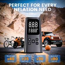 1pc Wireless Car Jump Starter With Air Pump, 12V Car Emergency Jump Starter, 150PSI Air Compressor, With USB Cable, LED Light And Smart Display Screen - one-size - View 5