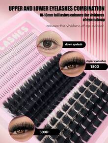 325 Clusters Wet-Look Extra Voluminous D-Curl 180D/300D Mixed Segmented Fluffy False Eyelashes, Lightweight And Comfortable, One Box For Upper And Lower Lashes, Faux Mink Hair For Home And Daily Wear - D - View 3