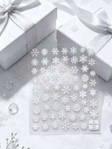 1pc Snowflake Decorative Sticker, White Hollow Snowflake Pattern Self-Adhesive Transparent Decal, Winter Theme 6D Embossed Texture Sticker, Suitable For Phone Case, Gift Box, Greeting Card, Packaging Decoration - Decorative Stickers - View 7
