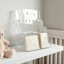2/1pc 3-Tier Desktop Organizer+Book Stand/Set, Clear Acrylic Desk Storage Rack, Multi-Layer Stationery Holder With Open Compartments, Space-Saving Desk Organiser For Books, Notebooks, Files, Pens, Sticky Notes, Office,Study Room, Home,Back To School - Multicolor - View 9