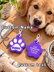 1pc Customized Pet ID Tag, Personalized Cat & Dog Name Tag (Includes Phone Number), Custom Pet Name & Text, Double-Sided Pet Identification Tag, Personalized Collar Pendant, Pet Safety Accessory - Multicolor - View 1