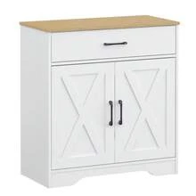 Farmhouse Accent Cabinet Entryway Storage With Drawer Living Room Sideboard Narrow Storage Cupboard - FRSB62WH01A00001 - View 11
