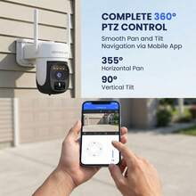 szsinocam Kamera Luar Ruangan Bertenaga Surya Lensa Tunggal 2K, Kamera Nirkabel WiFi 2.4GHz, PTZ Dapat Diputar, Penglihatan Malam Berwarna, Audio Dua Arah, Deteksi Gerakan Manusia, IP66 untuk Halaman - Putih - View 3