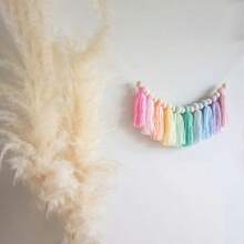 1 Set Macaron Color Yarn Tassel Garland, 1st Birthday High Chair Banner, Macaron Theme Birthday Decoration, Cake Smash Photo Props, Background Photo Props - Multicolor - View 7