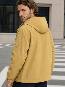 Men's Autumn/Winter Hooded Softshell Casual Versatile Commute Functional Loose Jacket, Suitable For Daily Wear And Outdoor Sports - Yellow - View 4