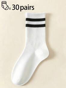 1/5/10/20/30/40 Unisex Casual, Simple, Fashionable, Versatile, Casual, Sweat Absorbing, Breathable, Mid Length Socks For Couples - Multicolor - View 10