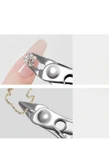 Nail Art Rhinestone Removal Pliers, Non-Slip Cream White Handle, Nail Plate & Rhinestone Decor Peeling Tool, Nail Salon Accessory, Nail Removal Tool, Nail Removal Assistant Tool, Nail Art Rhinestone Removal & Manicure Tool, Nail Art Decor Removal Pliers - Multicolor - View 2