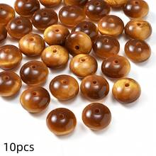 10pcs Vintage Brown Gilded Flowing Pattern Beads, Faux Tiger Eye Gold Powder Resin Spacer Beads, Heart Star Square Flat Beads For DIY Handmade Jewelry Accessories - Light Brown - View 9