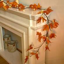 1pc Flexible Maple Leaf Branch String Light, Glowing Maple Vine Light, USB Powered, 8 Flashing Modes, Decorative Atmosphere Light, Suitable For Wall, Bedroom, Living Room, Autumn Home Decor And Thanksgiving - Maple Leaf Rattan - View 5