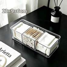 1pc Multi-Functional Desktop Cosmetic Storage Box, Colorful Ball Convenient Opening Handle, Thickened High-Transparency Dust-Proof Design, Freely Stackable Combination, Home Vanity Storage For Cotton Pads, Cotton Swabs, Lipsticks, Makeup Tools, Neat Storage Organizer - View 14