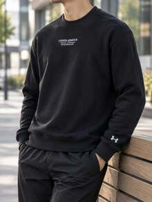 Under Armour Men's Sports Sweatshirt APAC Terry OG 96 Crew-BLK Minimalist Loose Comfortable Sports Knit Sweatshirt 6010096-001 - Black - View 1