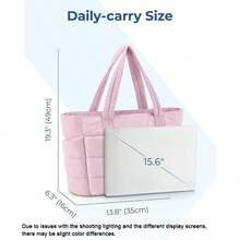 New Women's Quilted Tote Bag, Multi-Functional Compartment Organizer Bag With Cup Holder And Laptop Sleeve, Suitable For Daily Commute, Travel Essentials, Valentine's Day Gift For Women - Multicolor - View 9
