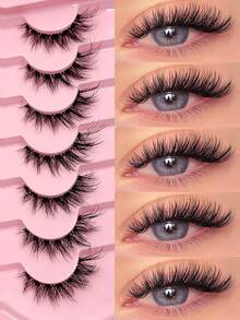 Asiteo 7 Pairs Fluffy Cat Eye False Eyelashes, Delicate As Silk, Soft Curly Transparent Band Eyelash Extensions, Strip Eyelashes - Criss Cross lashes - View 8