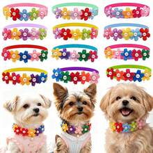 10Pcs Cute Flower Dog Tie, Adjustable Floral Neck Collar With Pearl Decor, Random Color Pet Grooming Accessory For Small Cats Dogs, Daily Party Photo Prop - Multicolor - View 2