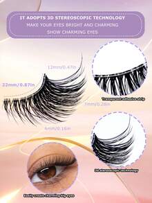 7 Pairs Half-Eye Dense Curly Eyelashes, Invisible Stem, Natural Fluffy Faux Mink Fur, Lightweight Comfortable, One-Piece Design, Beginner-Friendly False Eyelashes - View 4