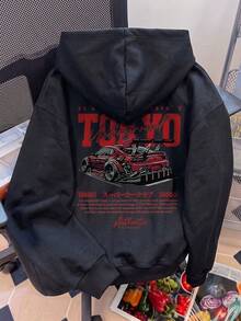 Women's Black TOKYO JDM Racing Print Sweatshirt, Autumn Streetwear Long Sleeve Pullover - Black - View 5