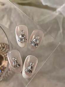 50pcs 3D Christmas Tree Nail Rhinestones, DIY Multi-Piece Ladder Rhinestone Assembly, Glossy And Transparent, Handmade DIY Accessories, Light Up Nails, Create Romantic Christmas Atmosphere - Multicolor - View 4