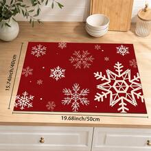 1pc Christmas Snowflake Pattern Kitchen Table Mat, Red Winter Dining Table Mat Coffee Table Mat, Christmas Snowflake Table Mat, Holiday Kitchen Dining Room Tabletop Decor Drain Mat, Christmas Party Home Decor - Multicolor - View 10