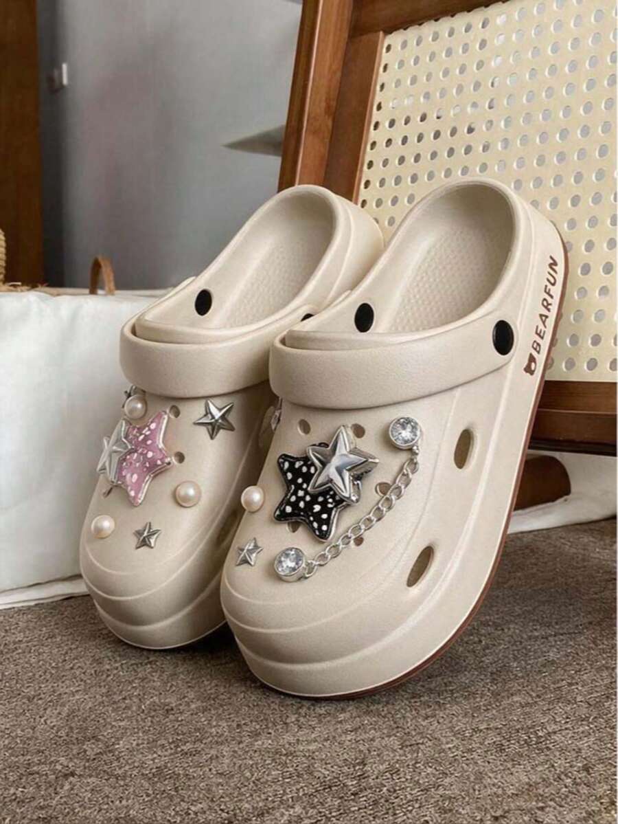 2026 Women's Summer INS Versatile EVA Hollow Slippers, Casual Comfortable Garden Shoes, Beach Sandals - Khaki - View 1