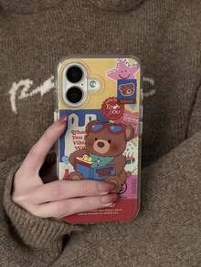 Ốp lưng điện thoại trong suốt in gấu Teddy collage vintage cho iPhone, thiết kế sticker patchwork retro, gấu đeo kính thời trang cùng sách và khoai tây chiên, đồ họa nhãn vé sao nhiều màu kèm slogan, chống sốc mỏng bảo vệ cho iPhone 18 17 16 15 14 13 12 11 Pro & Pro Max - Nhiều màu - Xem 3