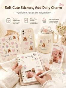 1 buah/2 buah Stiker Ponsel Motif Kelinci, Beruang, Pita, Kue, dan Hati Timbul Kreatif dengan Pinset, untuk Dekorasi Lensa & Casing Ponsel. Kompatibel dengan iPhone 11 Pro/12 Pro/13 Pro/14 Pro/15 Pro/16 Pro/17 Pro. (Produk untuk Usia 14 Tahun ke Atas) - stiker boneka beruang - View 3