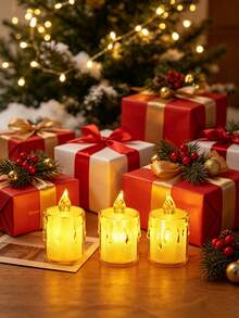 12/24pcs Crystal Decorative Flameless LED Candles, Battery Operated Realistic Tea Light Candles, Christmas Table Wedding Party Decoration, Switch Control, Batteries Included, Proposal Wedding Birthday Home Decor Electronic Candle Lights - Tears - View 4
