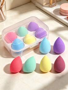 Disney 6pcs Colorful Makeup Sponge Set, Ultra Soft Multi-Shape Facial Makeup Tools, Suitable For Foundation, Cream And Powder, Portable Transparent Storage Box Set, Ideal For Daily Facial Care - Multicolor - View 5