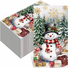 Christmas Snowman Guest Paper Napkin For Decoupage 2 Ply Elk Snowflake Xmas Napkin Winter Cocktail Hand Towel For Party Table Dinner Bathroom - Style 1 - View 8