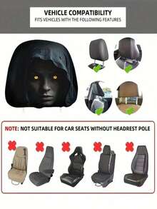 2pcs Modern Hooded Eye-Catching Mysterious Woman Print Car Headrest Covers, Halloween Interior Decoration Upgrade, Show Off Unique Charm, Elastic Design, Easy Installation, Suitable For All Car Models, All Season Use, Women's Car Accessories - Multicolor - View 4