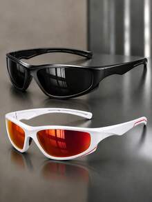 2pcs Unisex Fashion Glasses, Oversized Frame Design, Streamlined Wide Temple, Travel, Daily Wear - Multicolor - View 3
