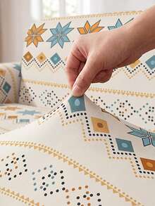1pc Bohemian Print Milk Silk Sofa Cover, High Elasticity Washable Sofa Cover, All Season Use, Suitable For Patio, Garden, Poolside And Multiple Occasions, Sold Individually, Sofa Cover Protector, Fits 1/2/3/4 Seater Sofa - Multicolor - View 9