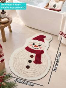 DAJIANG 1pc Christmas Snowman Shaped Rug, Kitchen Rug, Hallway Rug, Area Rug, Suitable For Bathroom, Kitchen, Indoor, Hallway, Bedroom, Living Room, Bedside Decoration Rug, Machine Washable, Easy To Clean, Non-Slip Backing, Bedroom Decor, Autumn/Winter Style - Multicolor - View 15