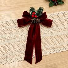 Christmas Velvet Bow Bell Hanging Ornament, Christmas Tree Decoration, Scene Decor, Door Hanging - Multicolor - View 5