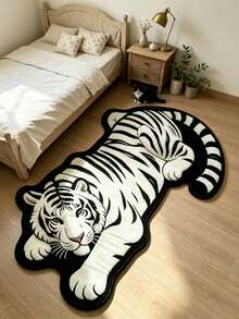 1件白色虎形地墊，裝飾地毯，地板墊，客廳地毯，臥室地毯，通用地毯 - 多色6 - 查看 1