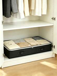 1/3 Underbed Storage Bag, Foldable Closet Organizer Box And Underbed Storage Bin, For Storing Wrapping Paper, Blankets, Towels, Clothes, Bedding, Sweaters, Bed Sheets And Other Items - Black - View 6