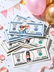 1/20/40/60/80/100/200/400張婚禮週年假鈔，客製化婚禮美鈔，照片人臉鈔票，個性化100美元鈔票，訂婚派對遊戲用錢，客製化人臉美鈔，附照片假鈔，單身派對遊戲用錢 - 多色2 - 查看 5