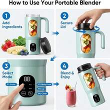 LED Display Blender, USB Rechargeable Portable Milkshake Blender - Small Fresh Juice Blender, Provides Instant Nutrition. Battery: 1300mAh - Multicolor - View 5