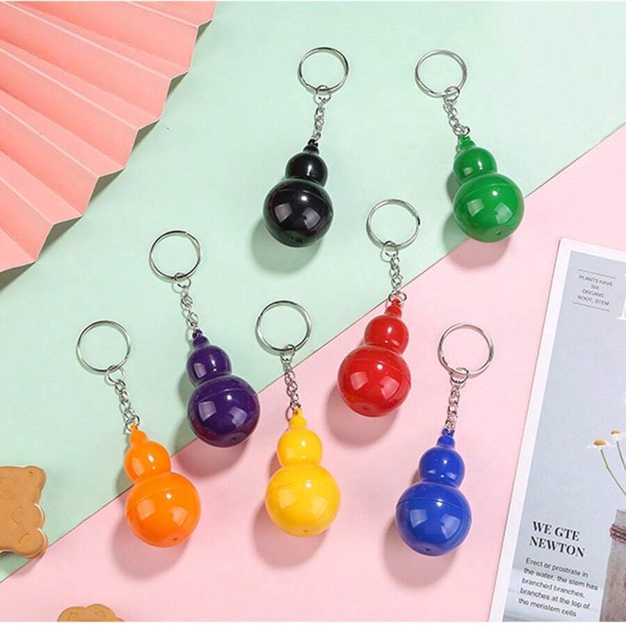 1pc Retractable Gourd-Shaped Ballpoint Pen, Cap-Off Gourd Pendant Pen, 0.7mm Bullet Tip Creative Portable Student Gift Pen, Cute Gourd Design, Comes With Keychain Pendant, Can Be Hung On Backpack, Keychain, Easy To Carry And Hard To Lose, Compact And Space-Saving, Cap-Off + Retractable Design, Interesting Structure, Strong Tactile Feel, 0.7mm Bullet Tip, Smooth And Even Ink Flow, Smooth Writing Without Stuttering, Clear Handwriting, Suitable For Daily Notes, Casual Doodling, Colorful Glossy Gourd Shell - A - View 1