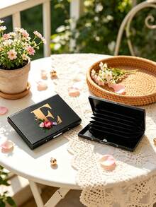 Ví nam mỏng bằng hợp kim nhôm chống RFID, 1-6 khe đựng thẻ, ví đựng thẻ kiêm túi đựng tiền, in họa tiết hoa và chữ cái - Nhiều màu - Xem 6